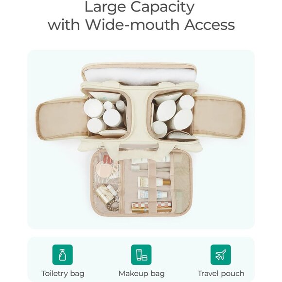 Women's E-green Puffy Lightweight Cosmetic Makeup Bag Organizer With Handle - Picture 6 of 7